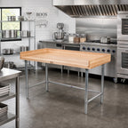 Thumbnail image #2 for John Boos DSB11-X Baker's Top Maple Wood Work Table with Coved Riser and Stainless Steel Base, 48 x 36 x 39-1/4 Inches