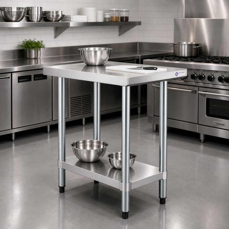 Product image #2 for Steel Works Stainless 30 x 18 x 34-Inch 18-Gauge 304 Stainless Steel Flat Top Work Table with Undershelf