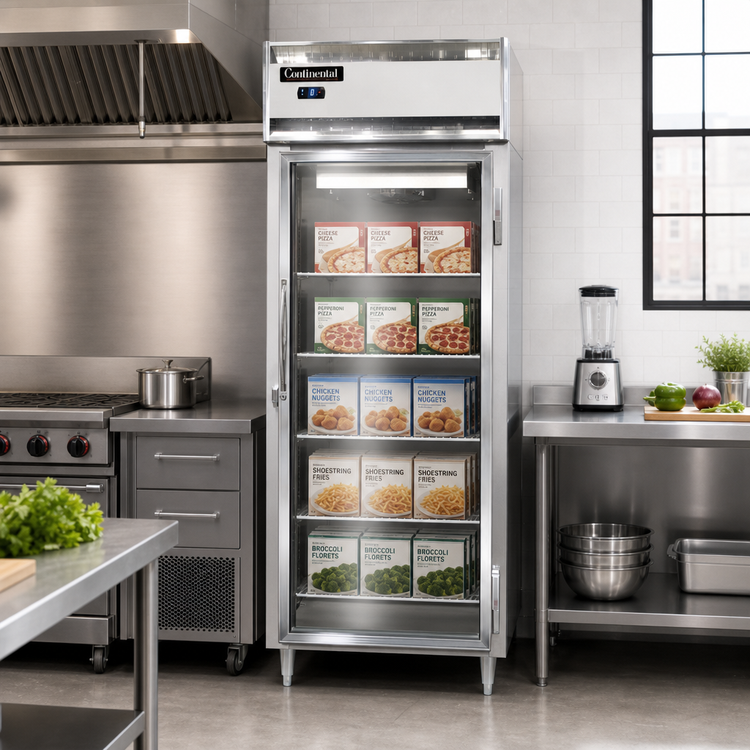 Product image #2 for Continental Refrigerator D1FESNSSGD Designer Line 1-Section Extra-Wide Shallow Depth Reach-In Display Freezer with Glass Door