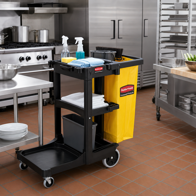 Product image #2 for Rubbermaid Commercial Products Housekeeping Cleaning Cart with 5 Cu. Ft. Storage, Waste/Recycling Bag, and Tool Holders