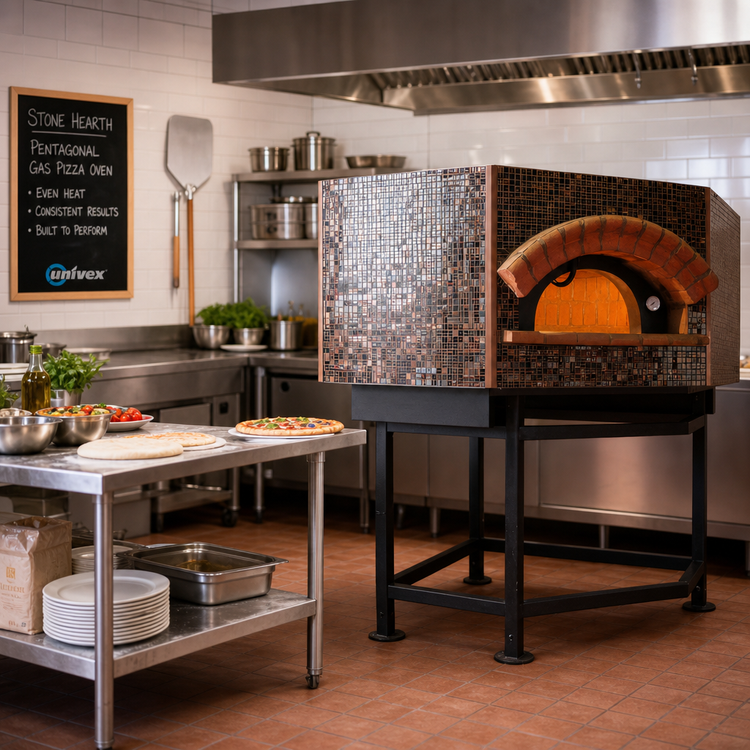 Product image #2 for Univex Stone Hearth Pentagonal Gas Pizza Dome Oven, 7 x 12-Inch Pizza Capacity