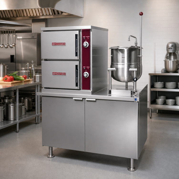 Product image #2 for Crown DCX-2-6 Two-Compartment Direct Steam Convection Steamer with 6 Gallon Kettle