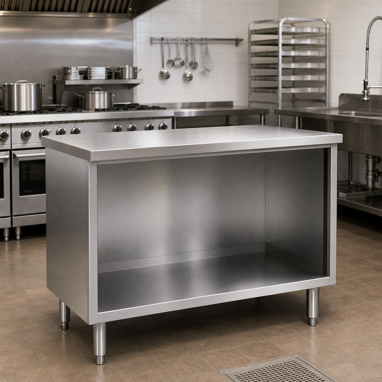 Product image #2 for Eagle Spec-Master Open Front Stainless Steel Work Table, 84 x 30 Inch, 14/304 Stainless Steel Top
