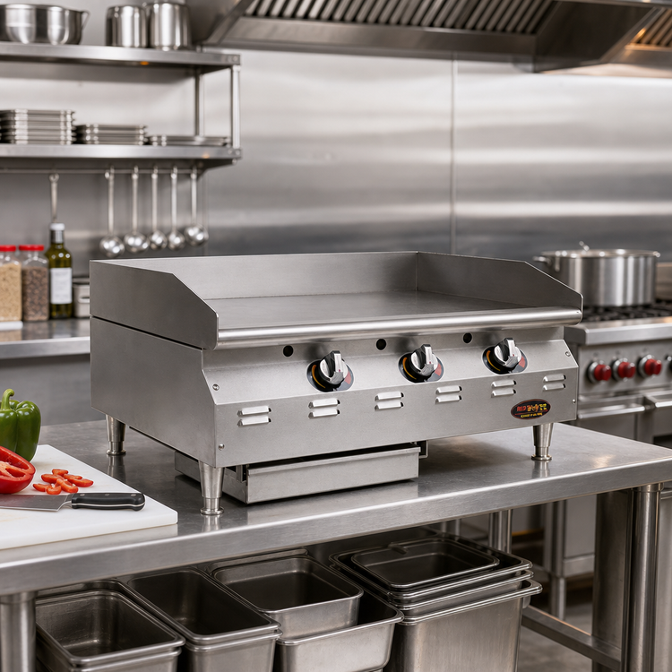 Product image #2 for RedHots Chef's Line 48-Inch Countertop Natural Gas Commercial Griddle with 3/4-Inch Smooth Steel Plate