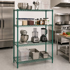 Thumbnail image #2 for Quantum WR86-2454P 54"W x 24"D x 86"H Wire Shelving Starter Kit, 4 Shelves, Green Epoxy Finish