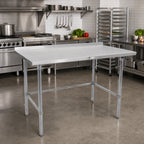 Thumbnail image #2 for John Boos Stallion ST6R1.5-2472GBK-X 72 x 24 Stainless Steel Work Table, 16-Gauge 300 Series Top, 1-1/2-Inch Backsplash, Open Galvanized Base