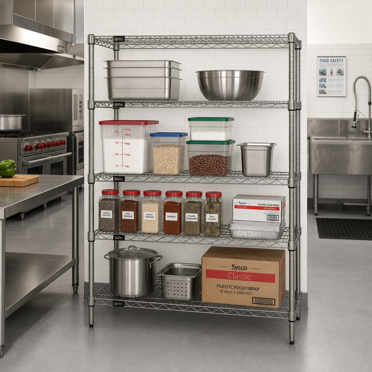 Product image #2 for Quantum Stationary 4-Shelf Wire Shelving Starter Kit, 60 x 24 x 54 Inches, 304 Stainless Steel