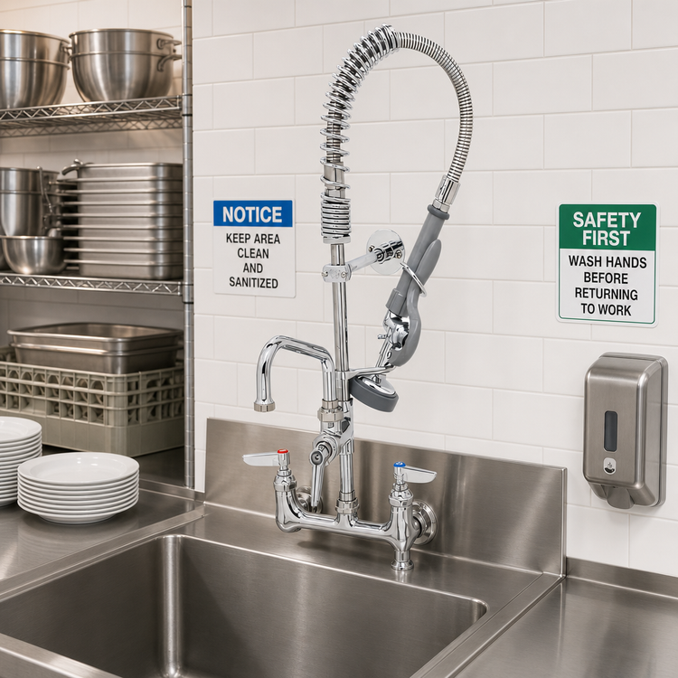 Product image #2 for Mini Pre-Rinse Wall-Mount Unit with 8-Inch Centers and 6-Inch Add-On Faucet
