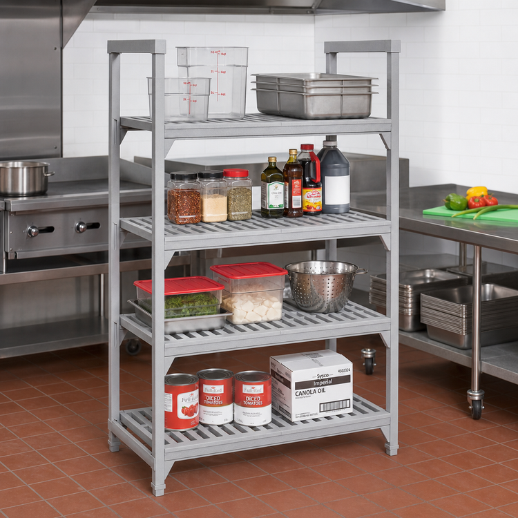 Product image #3 for Cambro Camshelving Premium 4-Shelf Vented Shelf Kit, 21 x 30 Inches, Speckled Gray