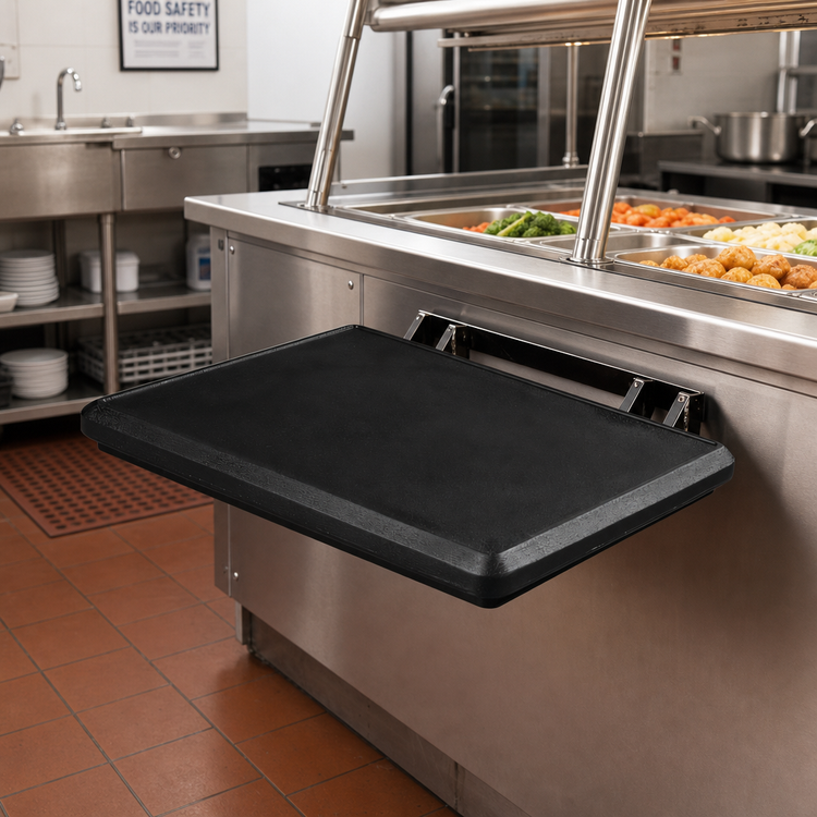 Product image #2 for SixStar Black Polyethylene Drop-Down End Shelf for Food Bars, 20-5/8 x 15-7/8 x 1-3/4 Inches