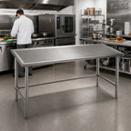 Thumbnail image #2 for Eagle Group Spec-Master T3672STEM Stainless Steel Work Table, 72 x 36 in, 14-Gauge 300 Series Top, Open Base, Marine Edge