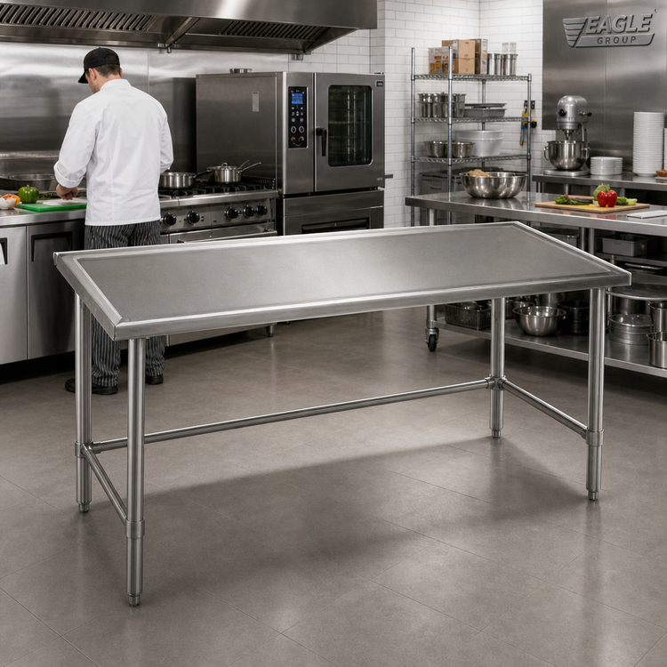 Product image #2 for Eagle Group Spec-Master Marine Series Stainless Steel Work Table, 72 x 36 Inches, 14-Gauge Top, Open Base