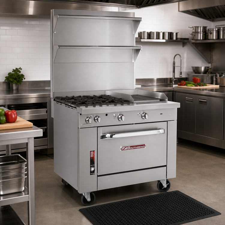 Product image #2 for Southbend Platinum 36-Inch Heavy Duty Modular Natural Gas Range with 4 Open Burners and 12-Inch Hot Top