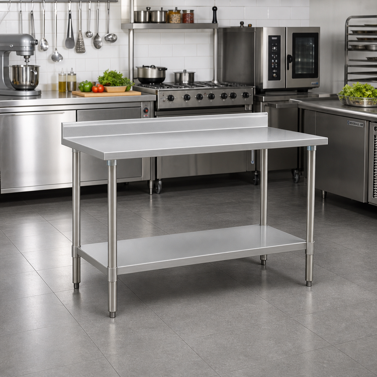 Product image #2 for Spec-Master 30 x 30 Inch Stainless Steel Work Table with Backsplash and Undershelf