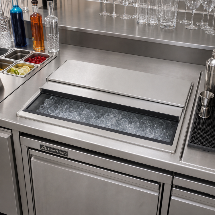 Product image #2 for Advance Tabco Bar King (Supreme) D-30-IBL Drop-In Ice Bin — 62 lb Capacity, Stainless Steel, Sliding Cover