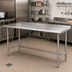 Thumbnail image #2 for Advance Tabco 108-Inch x 30-Inch 16-Gauge 304 Stainless Steel Work Table with 1-1/2-Inch Rear Up-Turn, Open Base