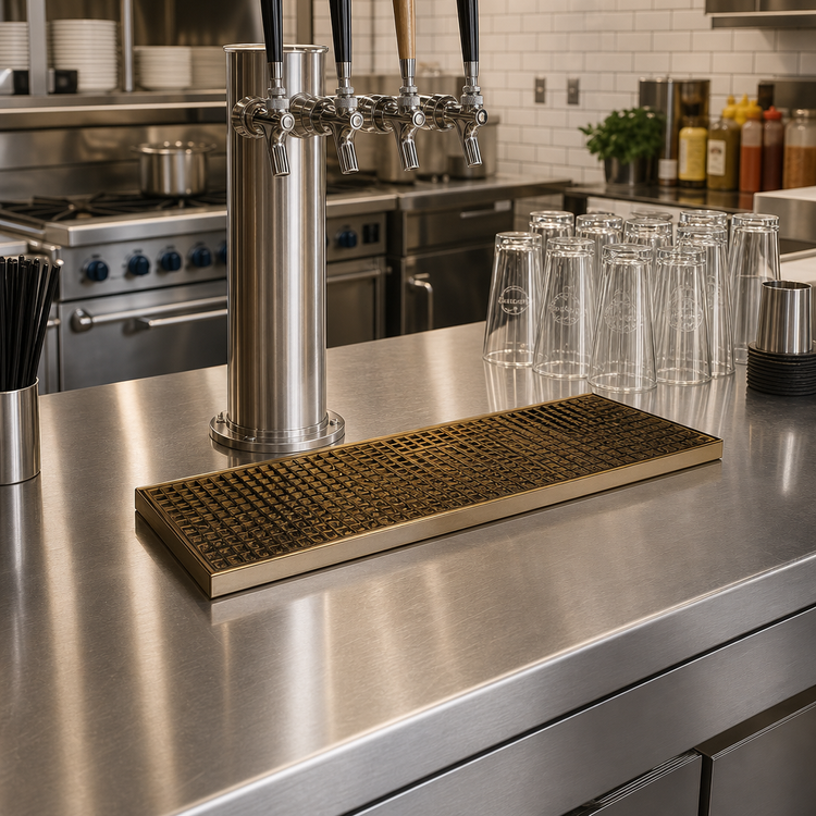 Product image #2 for Micro Matic 24-Inch x 8-Inch Surface Mount Drip Tray Trough with PVD Brass Screen