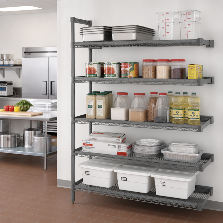 Product image #2 for Eagle Group Valu-Master 5-Tier Add-On Wire Shelving Unit, 42W x 24D x 86H, Pewter Gray Epoxy Finish