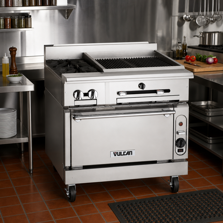 Product image #2 for Vulcan 36-Inch Heavy Duty Gas Charbroiler Range with Convection Oven Base