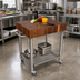 Thumbnail image #2 for John Boos Cucina D'Amico Walnut End Grain Butcher Block Cart with Stainless Steel Base and Locking Casters