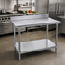 Thumbnail image #2 for Advance Tabco 48 Inch x 30 Inch 430 Stainless Steel Work Table with 5 Inch Backsplash and Galvanized Undershelf