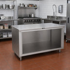 Thumbnail image #2 for John Boos 4CO6-3072 72 x 30 in Open-Front Stainless Steel Cabinet Base Work Table with 16-Gauge 300-Series Flat Top
