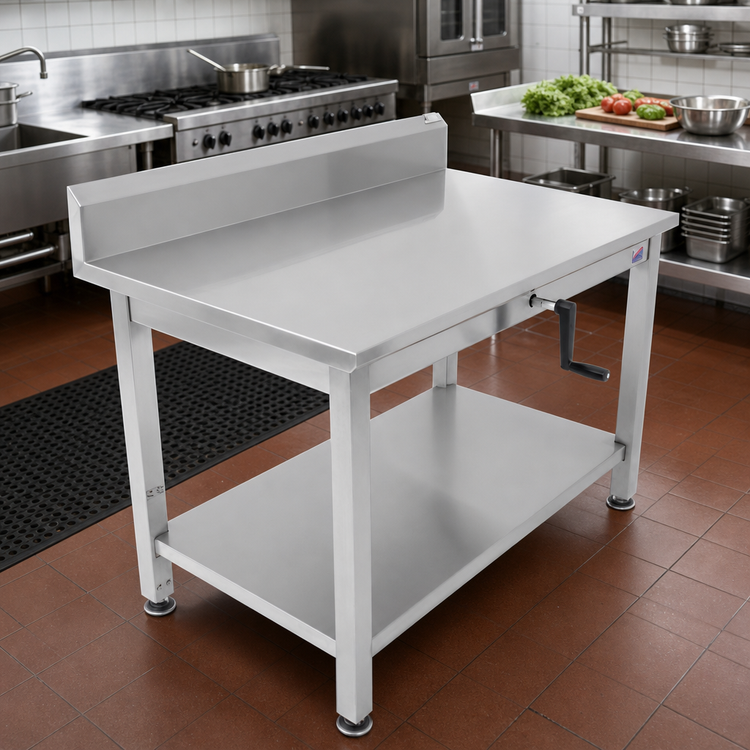 Product image #2 for John Boos ADA Adjustable-Height Stainless Steel Work Table, 60 x 30 Inches, 16-Gauge 300-Series Top