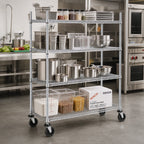 Thumbnail image #2 for Metro Super Erecta N456EBR 4-Shelf Wire Stem Caster Cart, Polyurethane Casters, Chrome-Plated, 48 x 21 x 69 Inches, 900 lb Capacity
