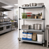 Thumbnail image #2 for Quantum Solid Stainless Steel Commercial Shelving Starter Kit, 42-Inch W x 21-Inch D x 54-Inch H, 4 Shelves, 600-800 lb Capacity