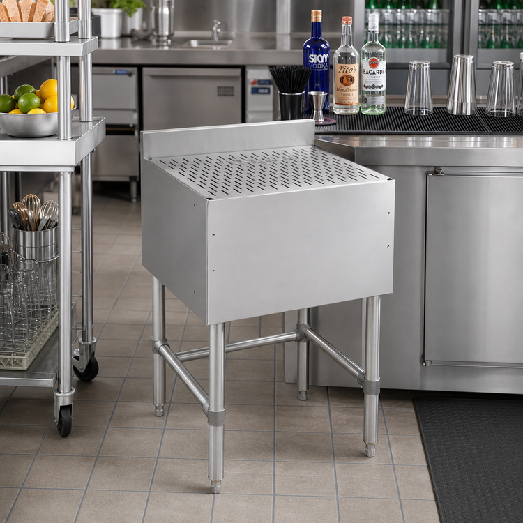 Product image #2 for John Boos Slim-Line Freestanding Underbar Drainboard, 12 x 18 x 32-1/2 Inches, Stainless Steel