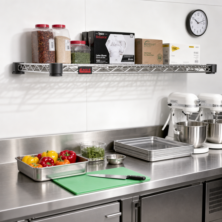 Product image #2 for Eagle Group QuadTruss Quad-Adjust Wire Shelf, 48 x 21 Inches, Stainless Steel, 800 lb. Capacity