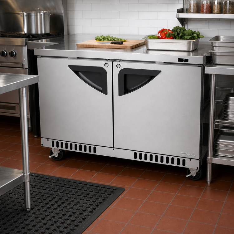Product image #2 for Turbo Air Super Deluxe 48-Inch Two-Section Undercounter Freezer, 14.8 Cu. Ft., Front Breathing Airflow
