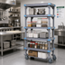 Thumbnail image #2 for Quantum Millenia Mobile Polymer Starter Shelving Unit with 5 Open Grid Shelves, 30 x 24 x 86 Inches, Gray