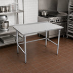 Thumbnail image #2 for John Boos Stallion ST6R1.5-3048GBK 48" x 30" Stainless Steel Work Table, 16-Gauge 300 Series Top, 1-1/2" Backsplash, Galvanized Base