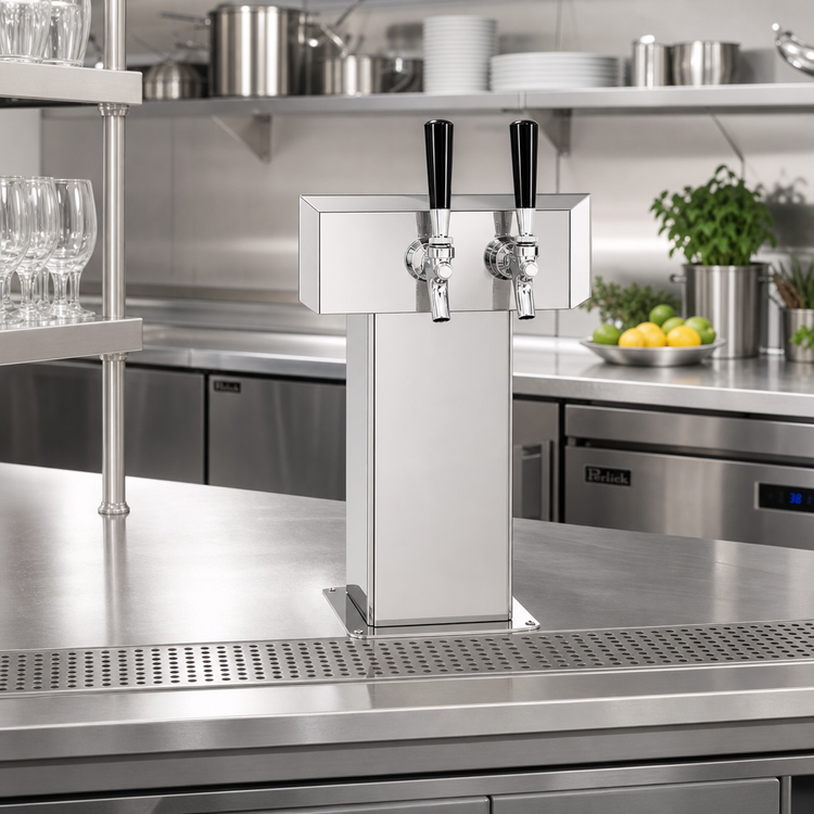 Product image #2 for Perlick 2-Faucet Air-Cooled Tee Beer Dispensing Tower, Polished Chrome
