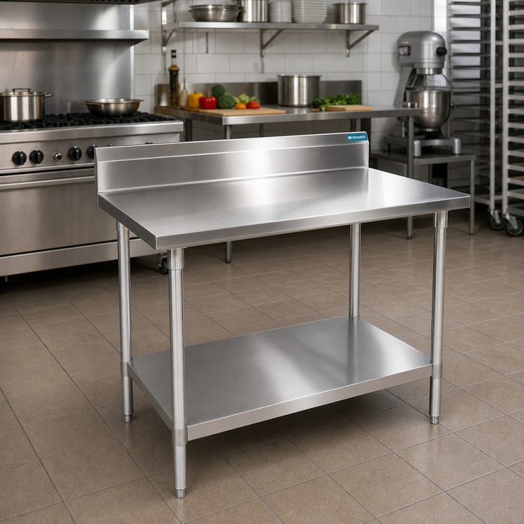 Product image #2 for BK Resources 60" x 24" Stainless Steel Work Table with 5" Backsplash and Adjustable Undershelf
