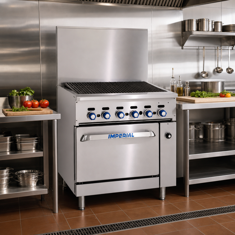 Product image #2 for Imperial Pro Series 48-Inch Gas Range Match Radiant Broiler with Standard Oven and Open Cabinet Base