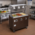 Thumbnail image #2 for Vollrath 2-Series Affordable Portable 3-Well Mobile Hot Food Station with Lighted Buffet Breath Guard and Enclosed Base, Walnut Woodgrain