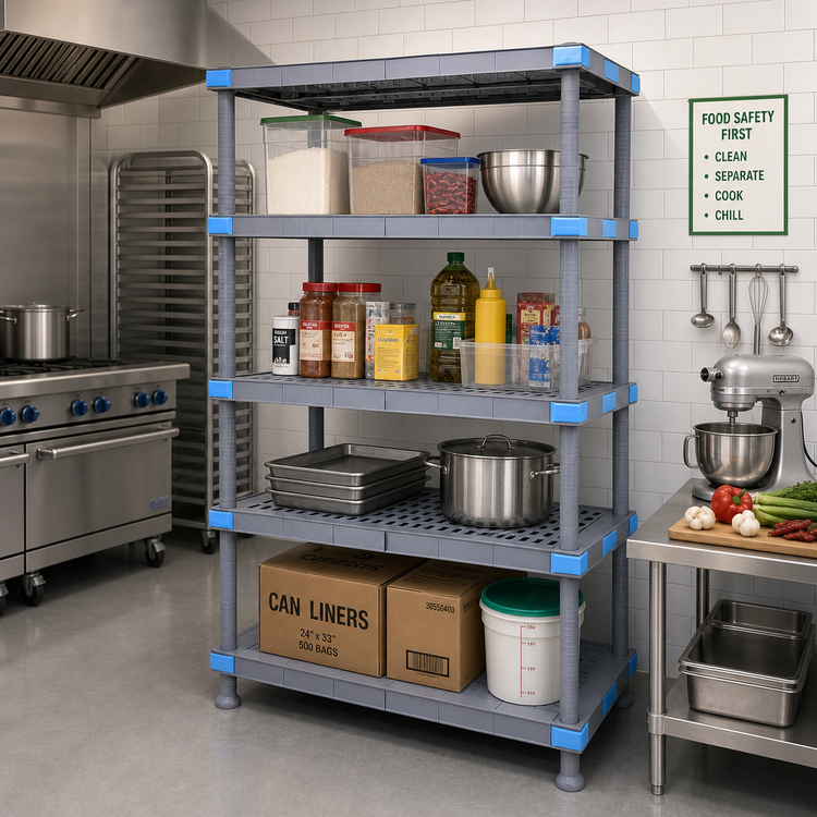 Product image #2 for Quantum Millenia 42-Inch Wide x 24-Inch Deep x 74-Inch High Polymer Stationary Starter Shelving Unit, 4 Shelves, 2000 lb. Capacity