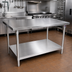 Thumbnail image #2 for John Boos 84 x 48 Stainless Steel Work Table with Stallion Safety Edge and Adjustable Undershelf