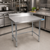 Thumbnail image #2 for BK Resources Open Base All-Stainless Steel Work Table with 5-Inch Backsplash, 48 x 30 Inches