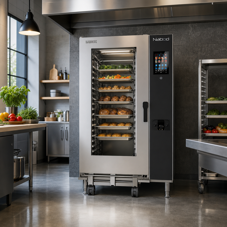 Product image #2 for Lainox Naboo 5.0 NAE202B Electric Floor Model Combi Oven with Direct Steam and 20 x 2/1 GN Capacity