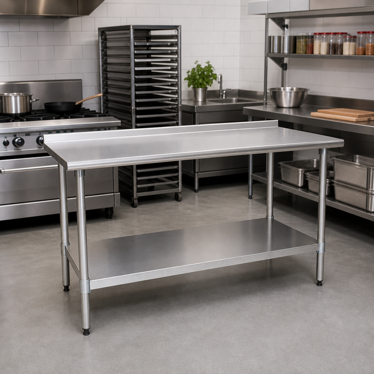 Product image #2 for Eagle Group BlendPort Deluxe Series Stainless Steel Work Table with Rear Upturn and Adjustable Undershelf, 84 x 24-Inch