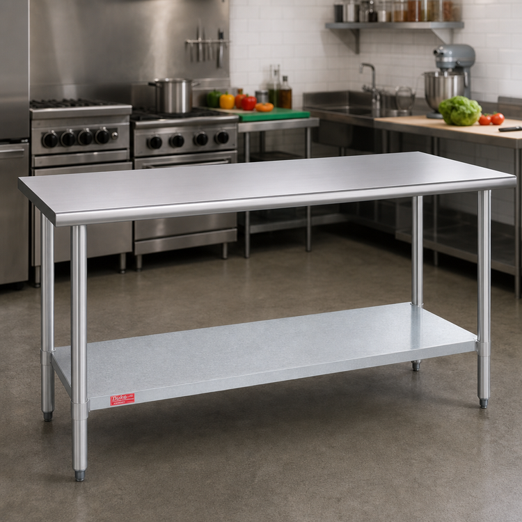 Product image #2 for Duke 60-Inch x 30-Inch Flat Top Stainless Steel Work Table with Galvanized Undershelf