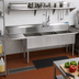 Thumbnail image #2 for BK Resources Three-Compartment Sink with 24-Inch Left Drainboard, 18-Gauge 304 Stainless Steel