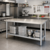 Thumbnail image #2 for Turbo Air 84-Inch x 30-Inch 18/430 Stainless Steel Flat-Top Work Table with Adjustable Galvanized Undershelf