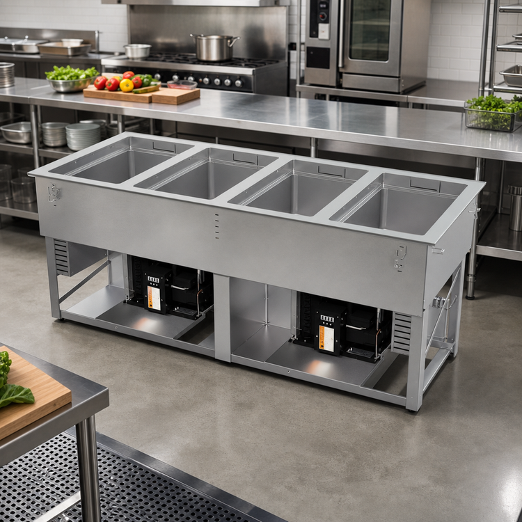 Product image #3 for Vollrath 4-Well Hot/Cold/Frozen Drop-In Food Well with Auto-Drain and Self-Contained Refrigeration