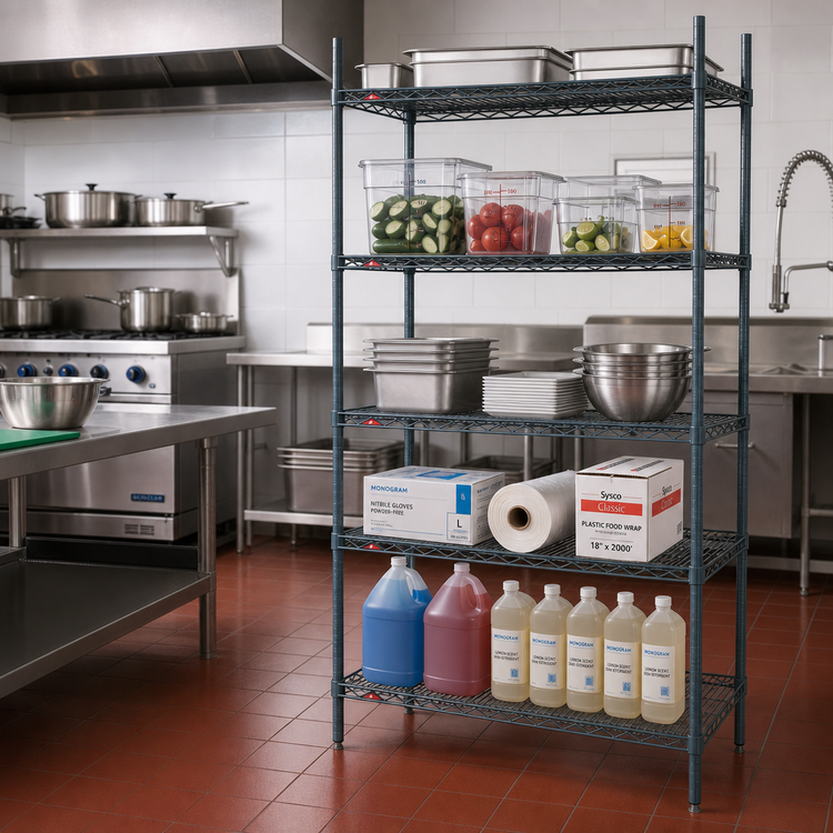 Product image #3 for Metro Super Erecta 24"W x 24"D x 74"H Stationary 5-Shelf Wire Starter Shelving Unit, Metroseal 3 Epoxy-Coated