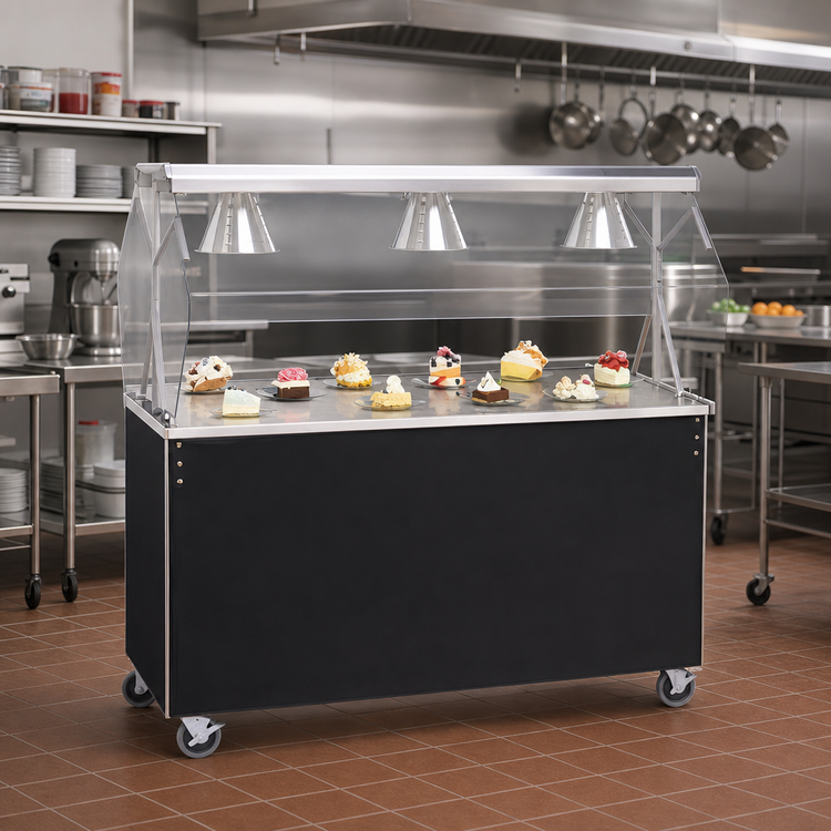 Product image #2 for Vollrath 2-Series Affordable Portable 46-Inch Mobile Cafeteria Utility Station with Sliding Door Storage Base and Breath Guard