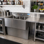 Thumbnail image #3 for BK Resources UBB-18-348RS 48-Inch 3-Compartment Stainless Steel Slim-Line Underbar Sink with Right Drainboard, Backsplash & Faucet